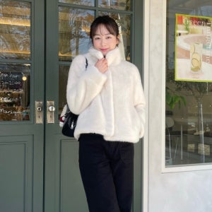 에코퍼 자켓 밍크 겨울 하이넥 카라 무스탕 아이보리 블랙 페이크 퍼 자켓