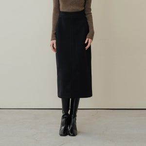 슬릿 H 하이웨스트 알파카라이크 모직 롱 스커트 (BLACK, 3SIZE)