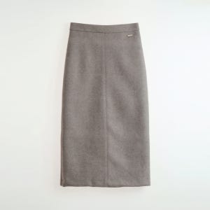 슬릿 H 하이웨스트 알파카라이크 모직 롱 스커트 (BEIGE, 3SIZE)