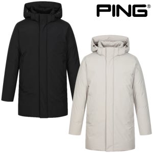 핑 골프웨어 남성 골프 패딩 후드 탈부착 구스 다운 점퍼 방한 롱패딩 어패럴 E4JA383