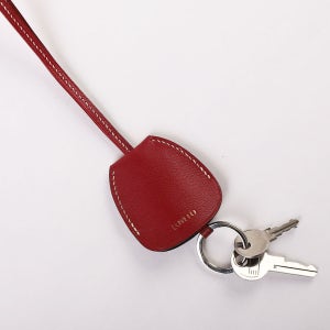 핸드메이드 천연 가죽 레드 가방 키링 키홀더