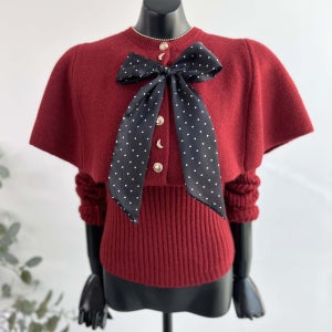 케이프 도트 타이세트 브이넥 골지니트 25W