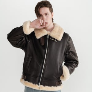이태원포스트 리얼 양털 양가죽 남성 B-3 무스탕 자켓 통가죽 벨트