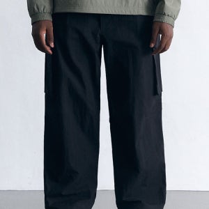 [에어릿] 와이드핏 파라슈트 카고팬츠 AM9080 BK