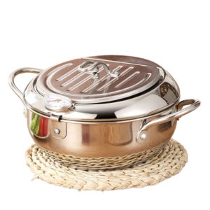 304스테인리스 온도계 일체형 튀김냄비 기름거름망 포함