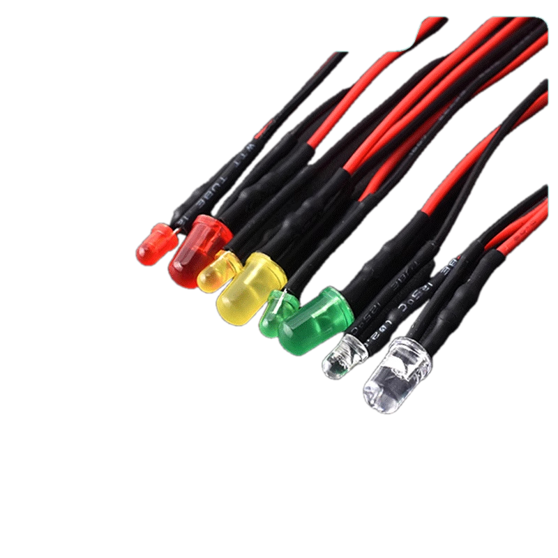 3mm 5mm 평두 고휘도 LED 발광다이오드 5V 12V 유선 미니 전구