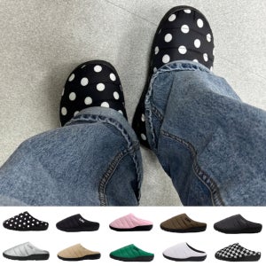 스부 슬리퍼 도트 땡땡이 블랙 패딩 털 뮬 겨울 방한 사무실 커플 푹신한 발편한 실내화