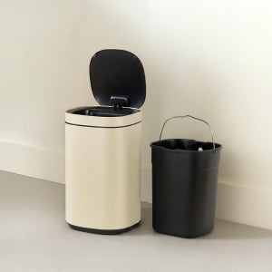 [스마트포크] 자동센서 휴지통 크림 12L 종량제 내부 보조통 사무실 거실 주방 쓰래기통