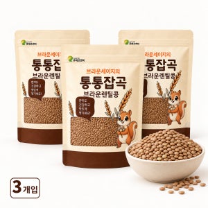 통통잡곡 2025년 캐나다산 브라운 렌틸콩 1.5kg, 3개