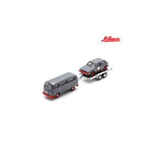 독일 슈코 1:87 폭스바겐 T2 버스와 골프 GTI 트레일러 세트 다이캐스트 모형 자동차 미니카 모형