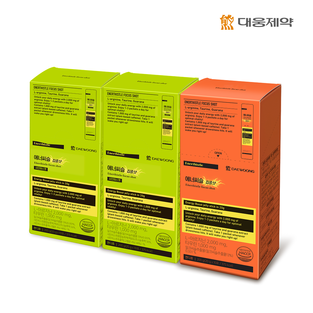 <b>대웅제약</b> 에너씨슬 집중샷 오렌지1박스+샤인머스캣 2박스 식물성카페인 아르기닌 스터디젤리