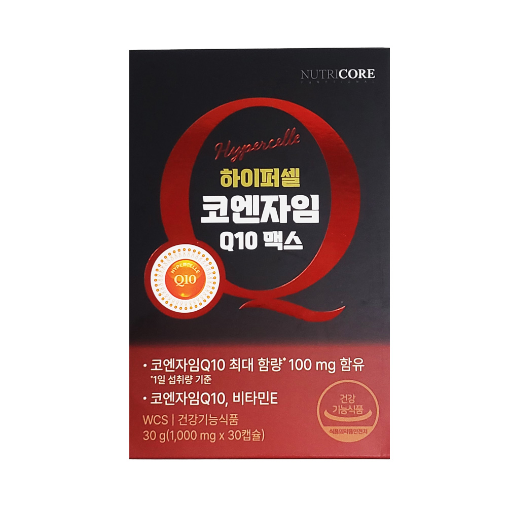 뉴트리코어 하이퍼셀 코엔자임 Q10 맥스 항산화 혈압 낮추는 도움 30캡슐, 1개