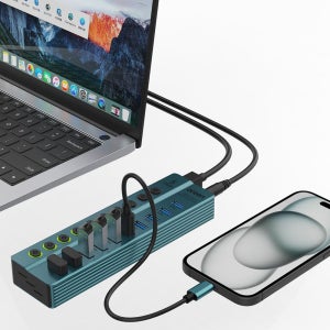맥북허브 10포트 유전원 USB허브 여러개 개별전원 노트북확장분배기 충전연결 AFW323