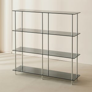 로쏘 네어 강화유리 장식 선반장 피규어 진열장 1200x300x1130, 4단, 그레이유리