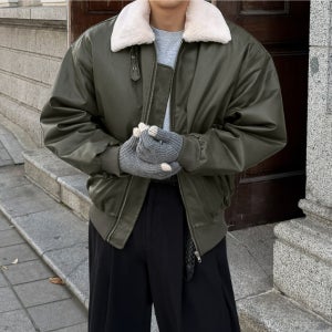 [3컬러]모디 남자 루즈 오버핏 레더 항공점퍼 무스탕 자켓