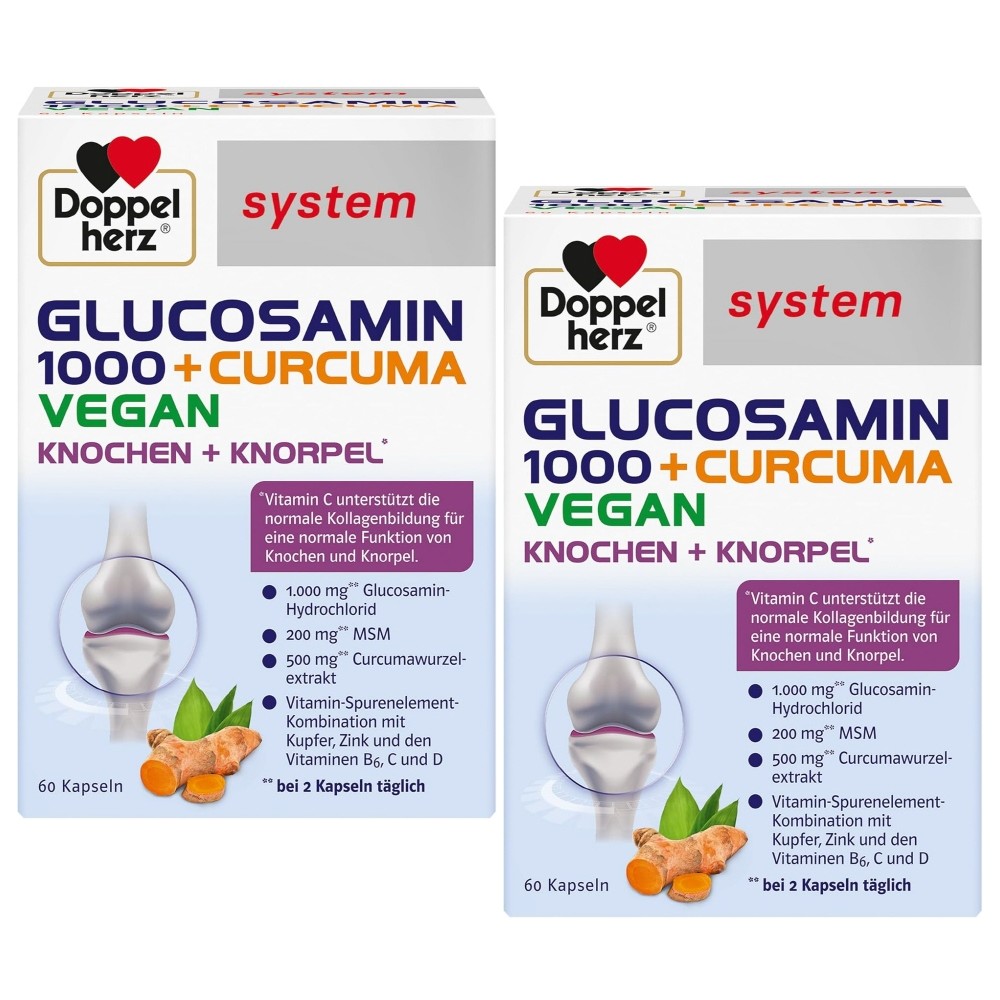 Doppelherz 독일 도펠헤르츠 글루코사민 1000 커큐마 비건 60캡슐 x 2팩