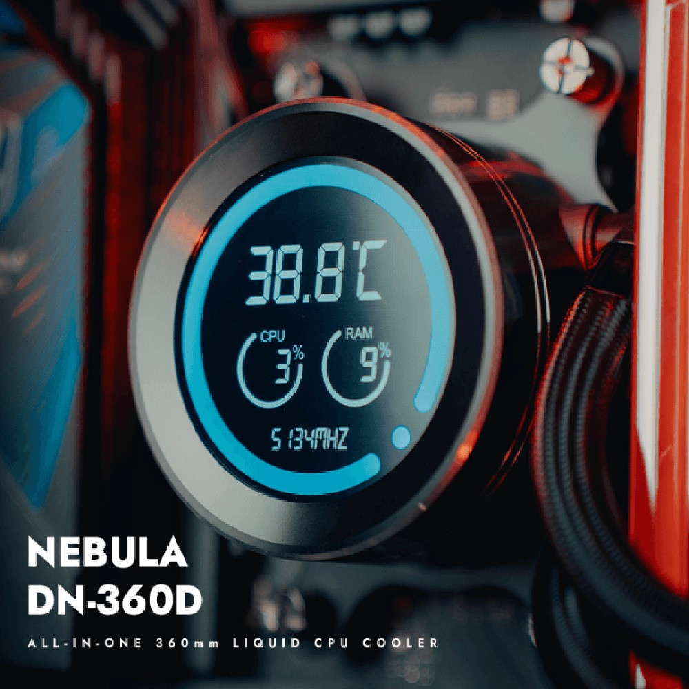 다크플래쉬 네뷸라 DN-360D ARGB 블랙 CPU LCD 온도표시 수냉쿨러 3열