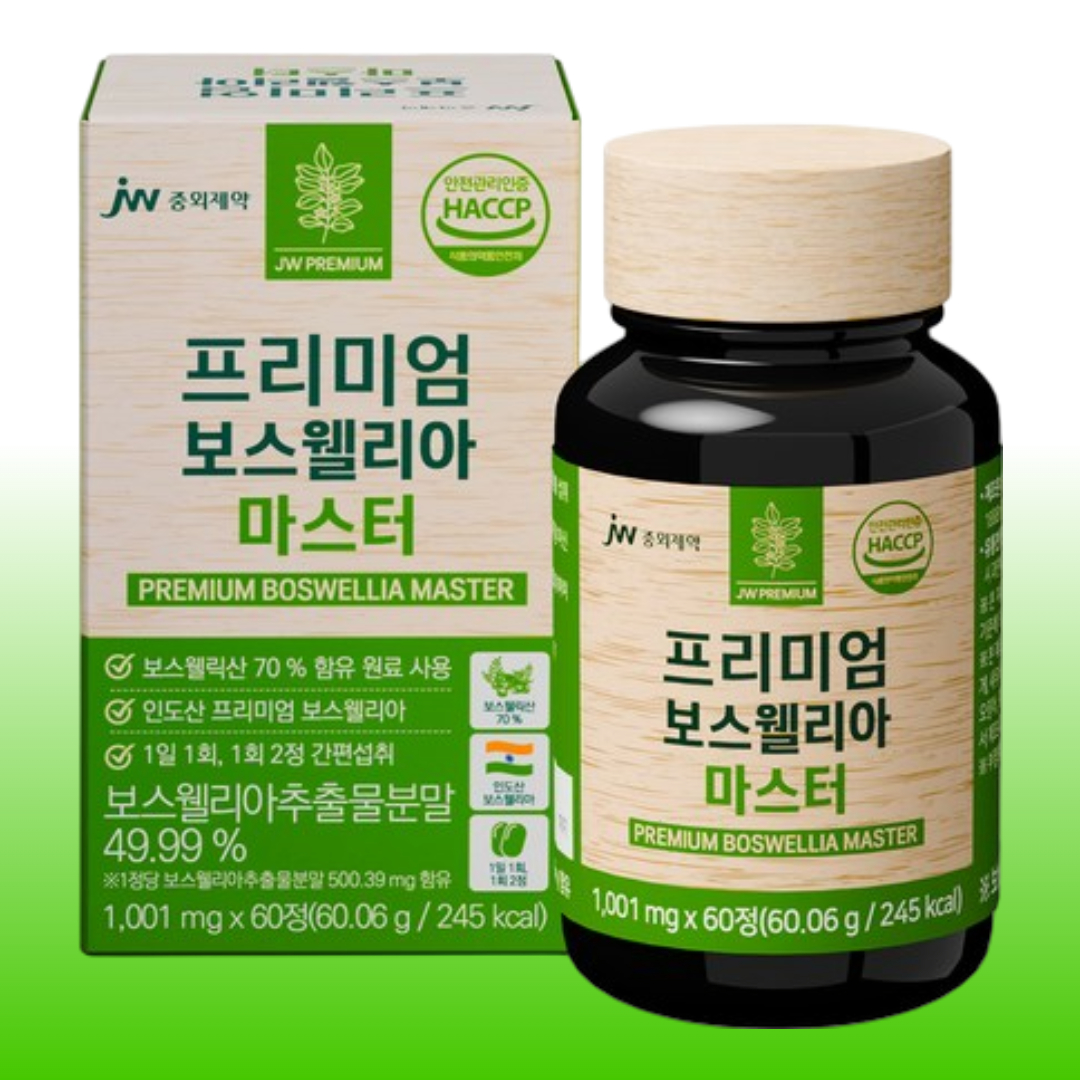 JW중외제약 <b>보스웰리아 프리미엄</b> 보스웰릭산 관절 마스터 60정, 1개