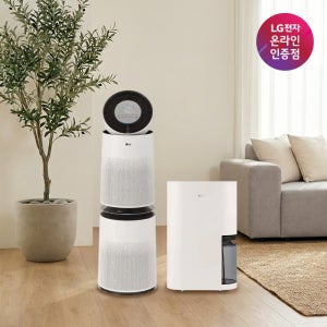 LG 퓨리케어 AI 360 공기청정기 + LG 휘센 오브제컬렉션 제습기 (AS285DWWC + DQ214MEGA)