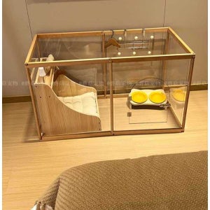 투명 애완동물 케이지 펜스 투명창 아크릴 애견 원목 울타리 강아지 몽땅 6개 풀인클로저 63