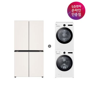 LG 디오스 오브제컬렉션 매직스페이스 냉장고 + LG 트롬 세탁기건조기 세트 (T875MEE111 + FX23WA-20WQ)
