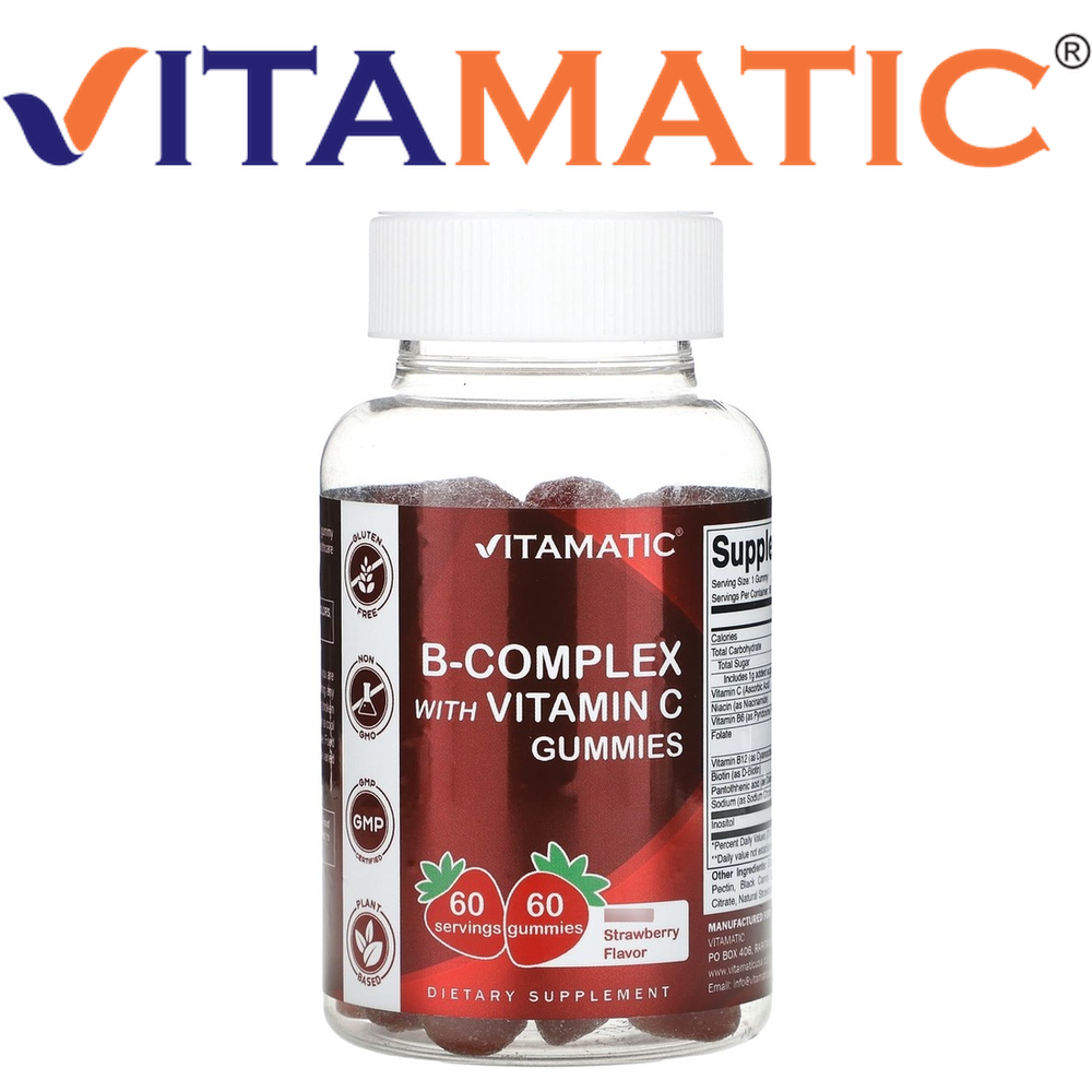 비<b>콤플렉스</b> 위드 <b>비타민</b>C <b>구미</b> <b>스트로베리 60구미</b> 비타매틱