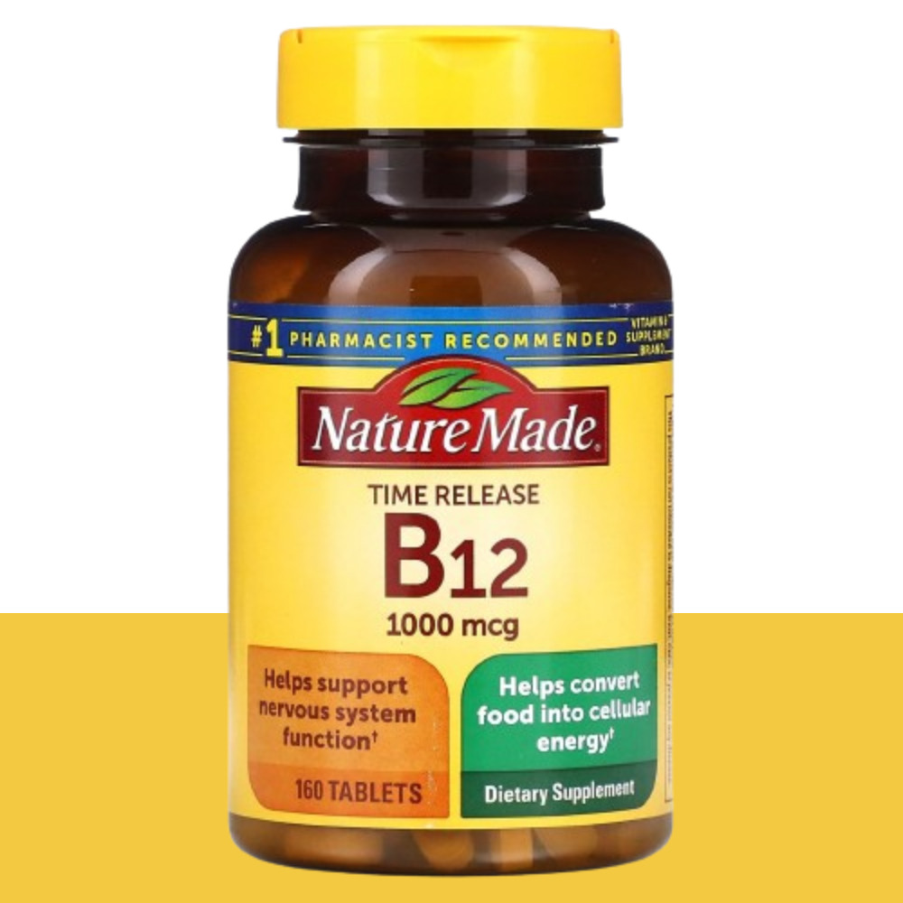 네이처메이드 <b>시아노코발라민</b> 비타민 B12 칼슘 함유 서방형 <b>1000mg</b> 160정