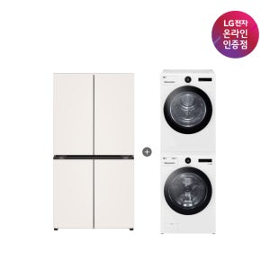 LG 디오스 오브제컬렉션 매직스페이스 냉장고 + LG 트롬 세탁기건조기 세트 (T875MEE111 + FX23WA-20WQ)