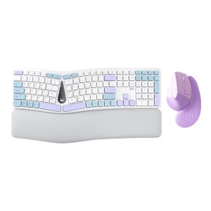 지클릭커 오피스프로 EMK350 무선 버티컬 인체공학 블루투스 키보드 마우스 세트 스카이블루