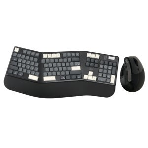 지클릭커 오피스프로 EMK550 무선 버티컬 인체공학 블루투스 키보드 마우스 세트 베이지블랙