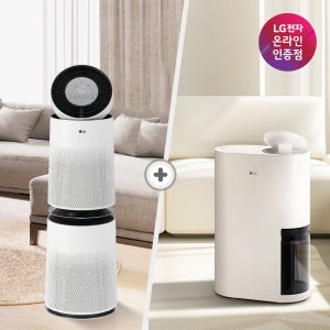 LG 퓨리케어 AI 360 공기청정기 + LG 휘센 오브제컬렉션 제습기 (AS285DWWC + DQ214MEGA)