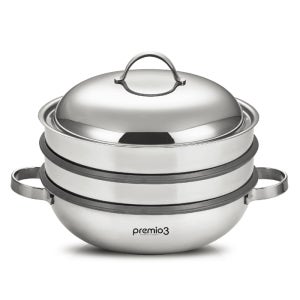 국내생산 스텐304 통3중 인덕션 찜기 찜솥 전골찜냄비 프리미오 3단 36cm