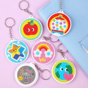 파스텔클레이 보석십자수 원형 스티커 거울 키링 만들기 세트