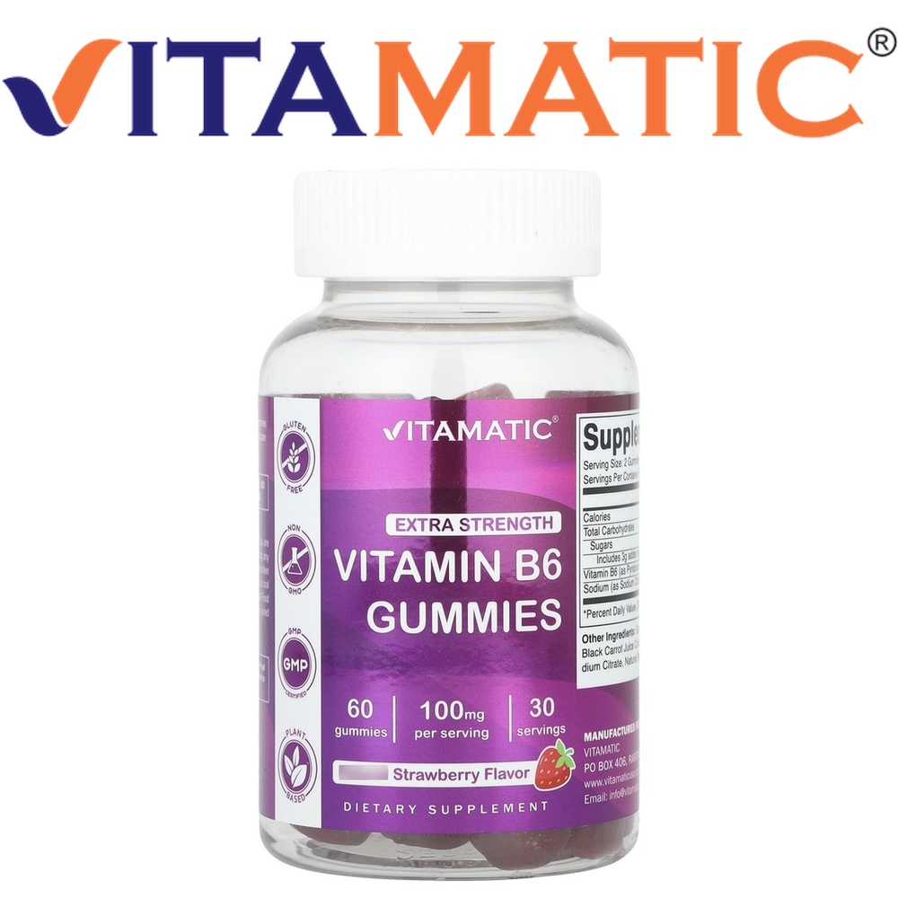 <b>비타민B</b>6 내추럴 <b>스트로베리 60구미</b> (<b>구미</b>당 50mg) 비타매틱