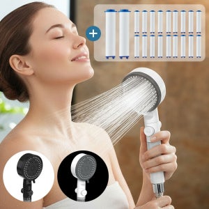 홈스월드 미스트 10단 수압조절 샤워기 온오프 고압 원터치 버블 안개분사 헤드+필터 20매