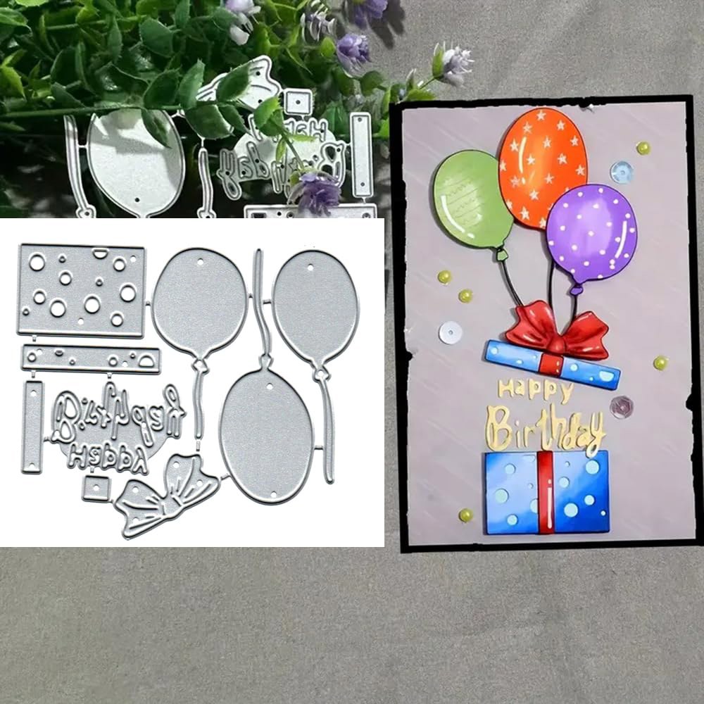 생일 축하 풍선 다이 컷 금속 DIY 스크랩북 앨범 장식 엠보싱 종이 카드 만들기용 스텐실