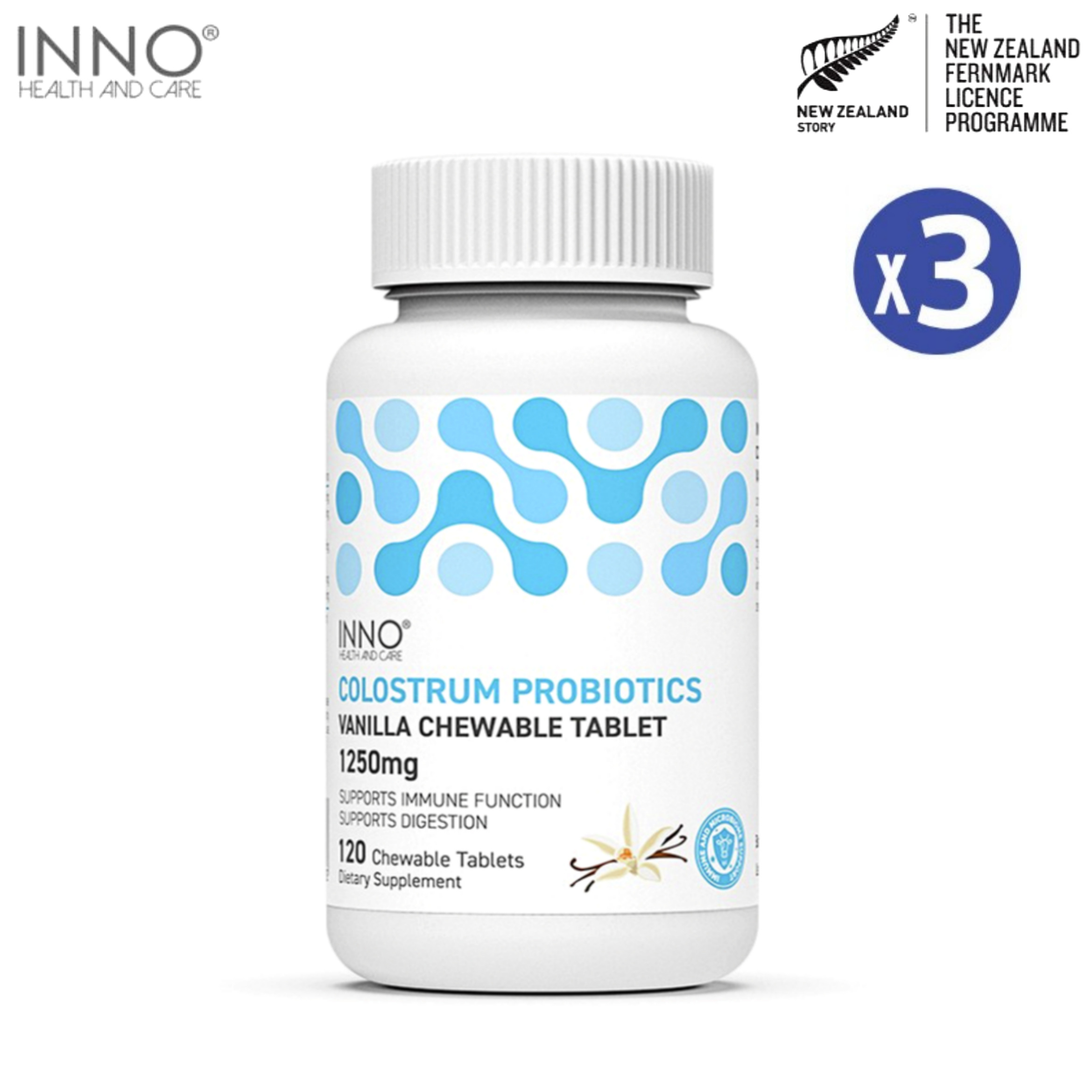 이노헬스 초유 <b>19</b>종 유산균 1250mg 120정 3개 뉴질랜드 칼슘 <b>면역</b> 어린이 영양제