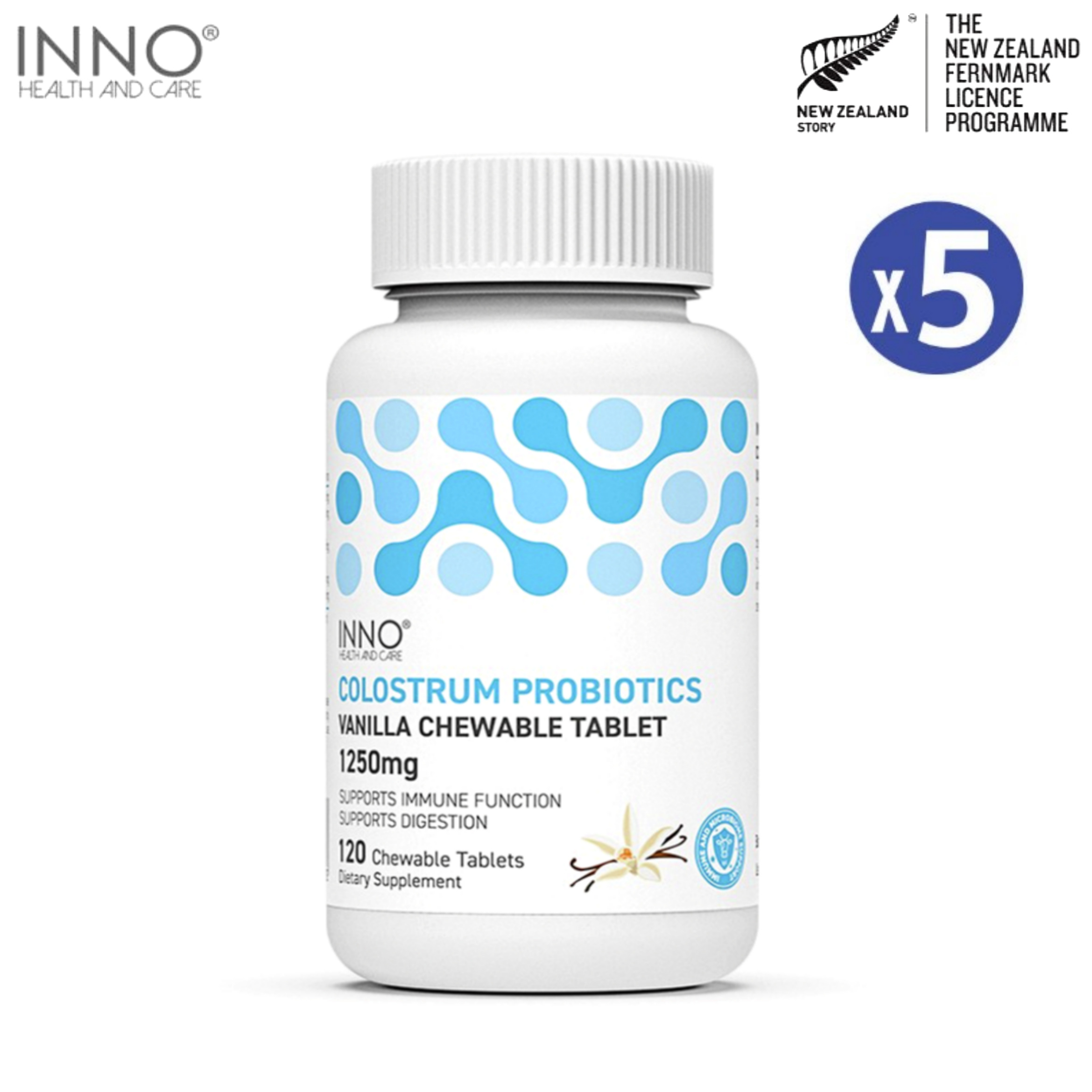 이노헬스 초유 <b>19</b>종 유산균 1250mg 120정 5개 뉴질랜드 칼슘 <b>면역</b> 어린이 영양제