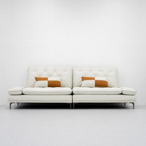 알렌토가구 파르페 천연 면피 소가죽 4인 쇼파 팔걸이 스윙소파 화이트, 4인용