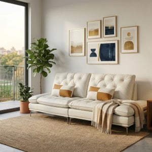 파르페 천연 소 가죽 4인 광폭 팔걸이 모던 기능성 스윙소파 화이트, 4인용