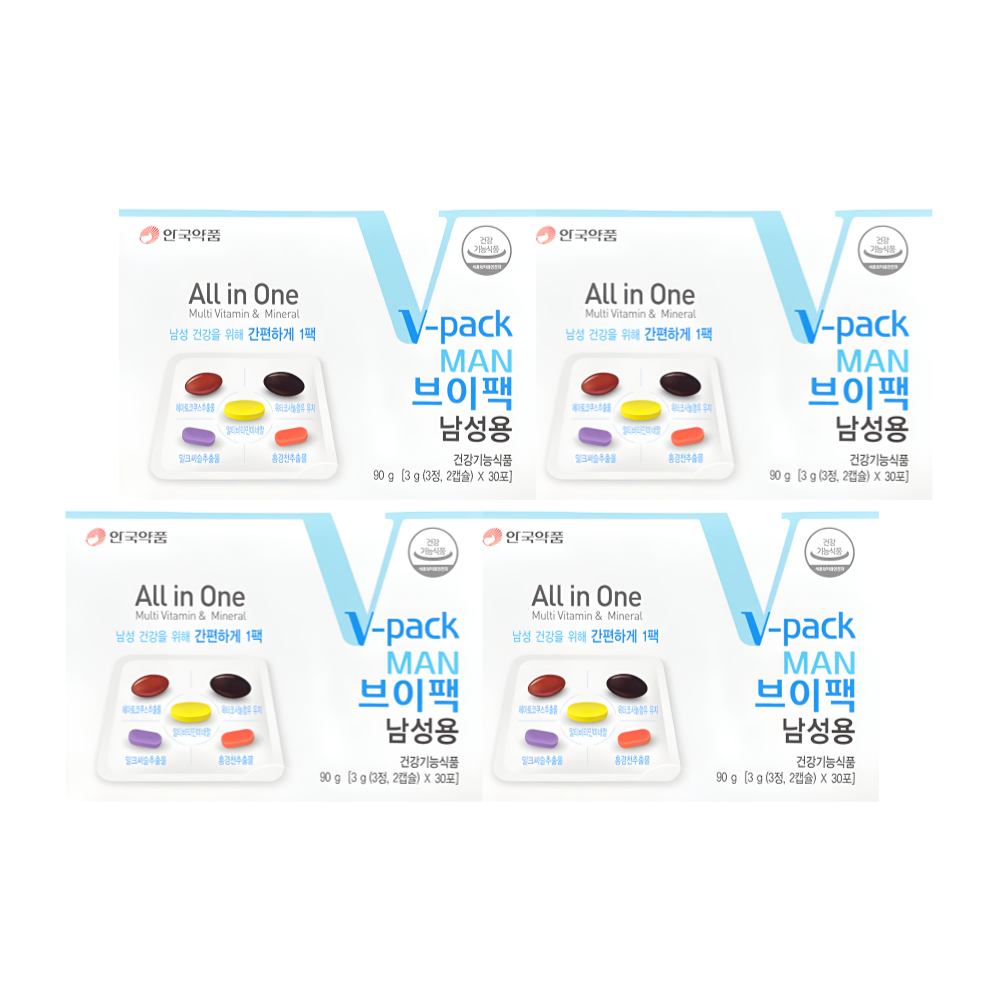 <b>안국약품</b> 브이팩 남성용 종합 멀티 <b>비타민</b> 30포X4박스