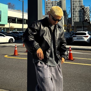 프리미엄 매트텍 세미오버 홀리 레더 점퍼 남녀공용 남자아우터 따뜻한 데일리 빅사이즈 도프룸