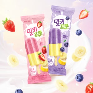 빙그레 밀키프룻 딸기 바나나 75ml 10개 + 블루베리 바나나 75ml 10개 아이스크림