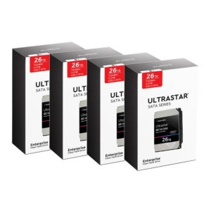 WD Ultrastar 26TB DC HC590 WUH722626ALE6L4 4팩, 3년 보증