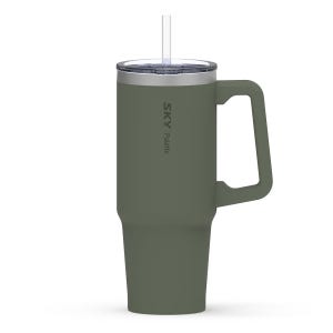 팔레트 대용량 차량용 데일리 텀블러 30oz (손잡이)+빨대 900ml, 올리브 그린
