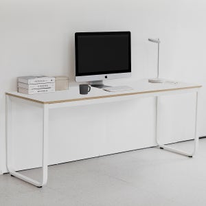 디파인 라이너 철제 일자형 책상 공부 원룸 고등 중학생 데스크 800, 화이트