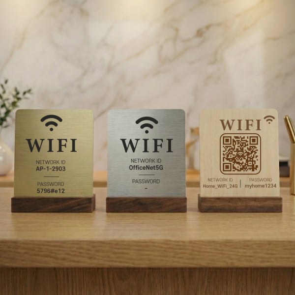 와이파이 안내판 QR 코드 wifi 연결 표지판 큐알코드 부착형 우드 기본형(QR코드 X) - 미니(6×7)