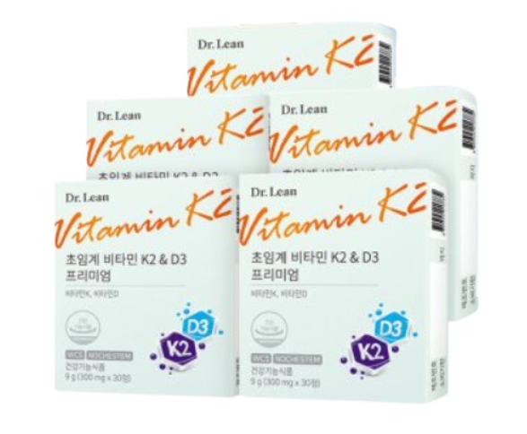 닥터린 초임계 <b>비타민K</b>2 &amp; D3 프리미엄 30정 X 5박스