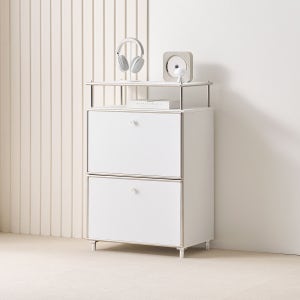 라자가구 위드 모던 미드센츄리 선반형 서랍장 600x400x940mm, 2단, 화이트