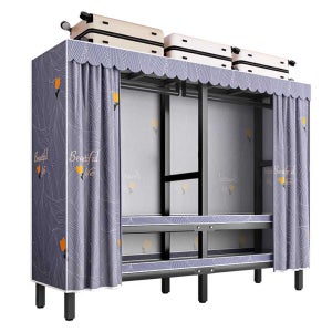 비키니옷장 헹거 옷걸이 간이 자취 고정식 철제 대형 1. 1.25m 롱마(자석도어)